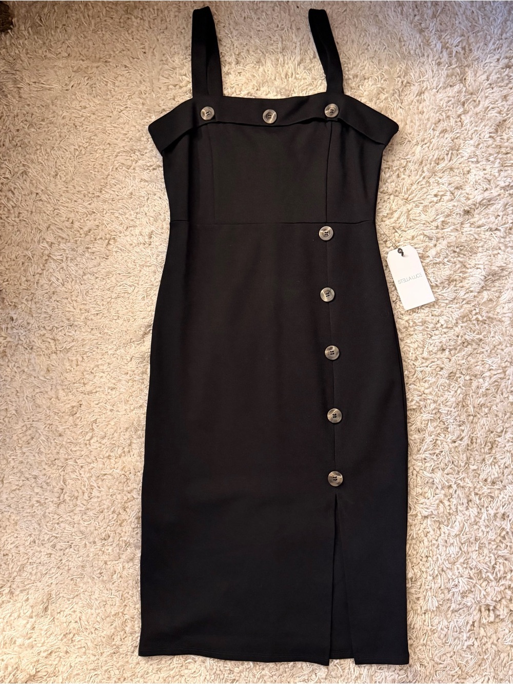 NWT Black Button-Accent Sheath Dress large